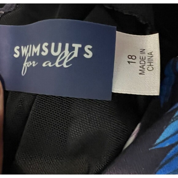 Swimsuits for All Sarong Front 1-Piece Swimsuit  Size 18  Blue Floral - Picture 8 of 10